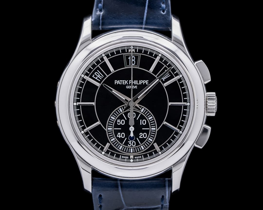 Patek Philippe Chronograph Annual 5905P Calendar Platinum / Black Dial 
