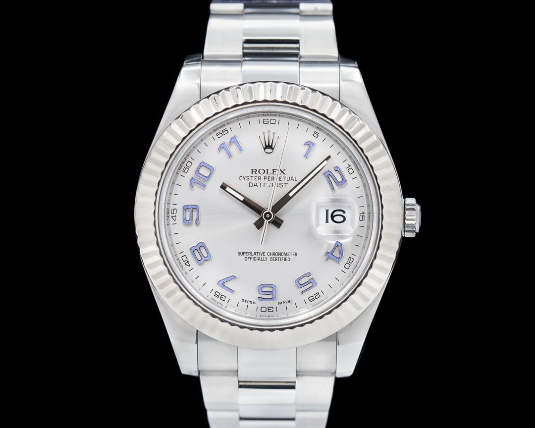 Rolex Datejust II Silver Dial Blue Arabic SS