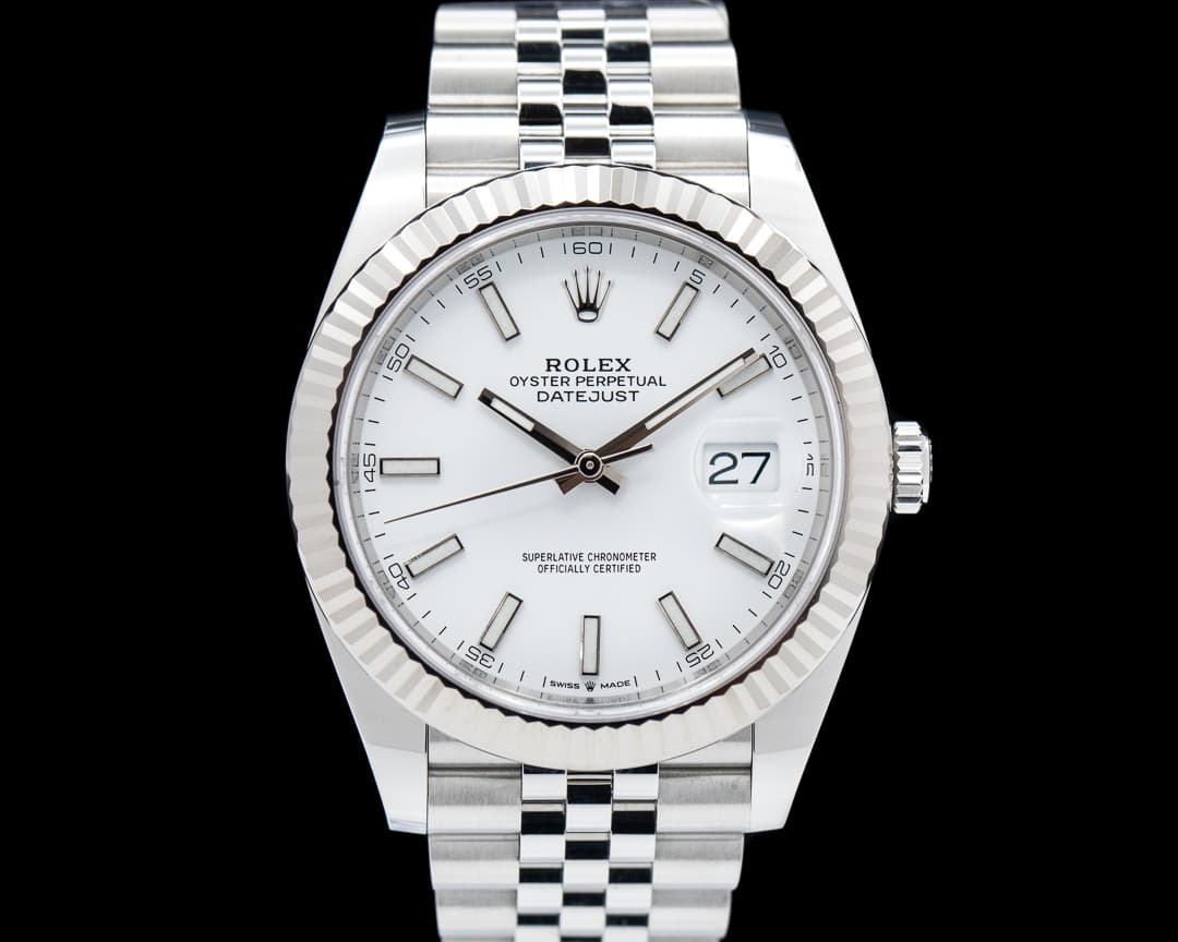 Rolex Datejust 41 White Stick Dial SS Jubilee