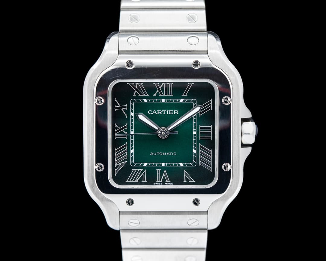 Cartier Santos Green Dial Medium SS Automatic