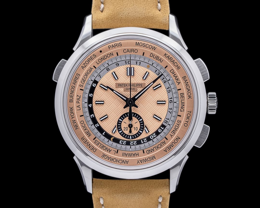 Patek Philippe World Time 5935A Chronograph SS Salmon Dial UNWORN