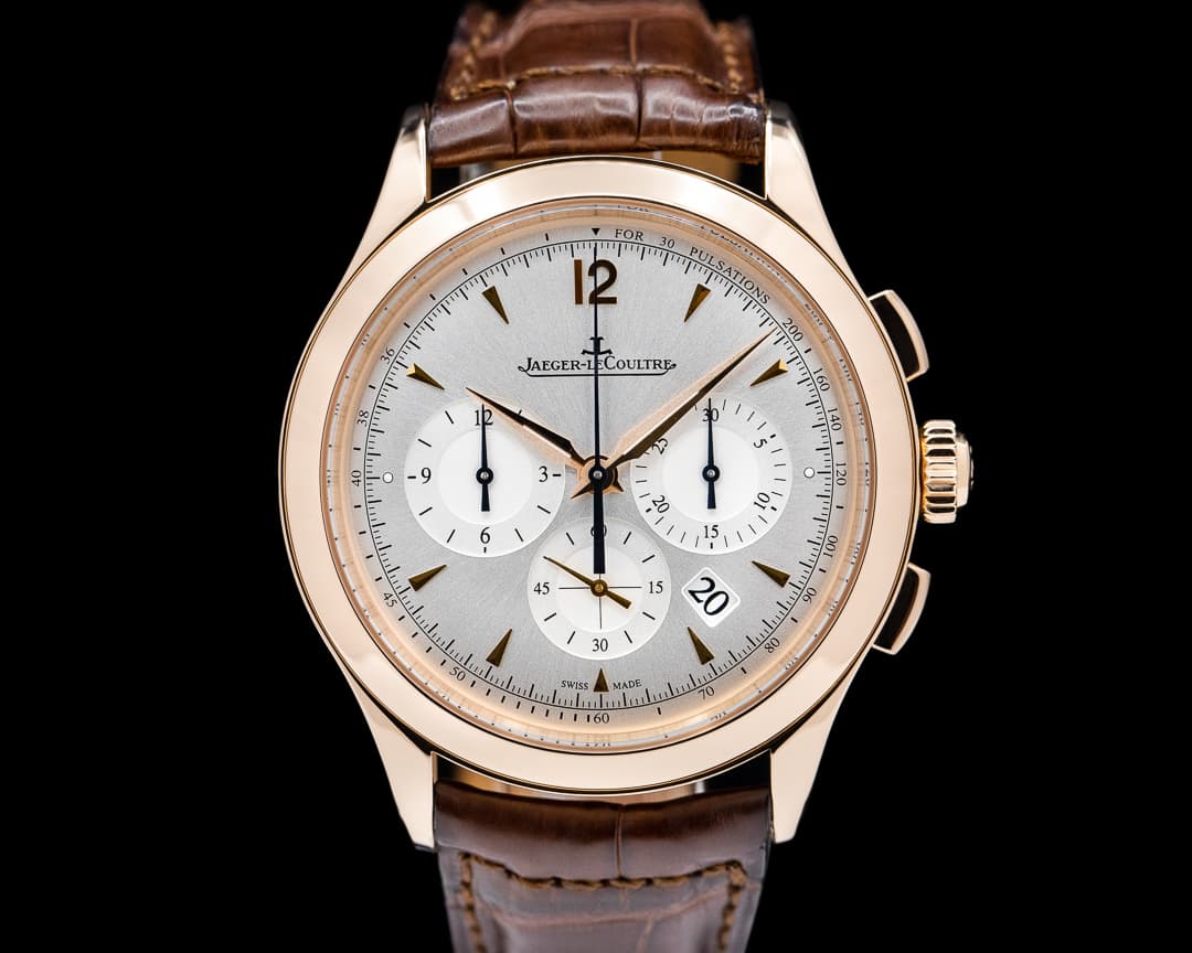 Jaeger LeCoultre Master Chronograph 18K Rose Gold Silver Dial
