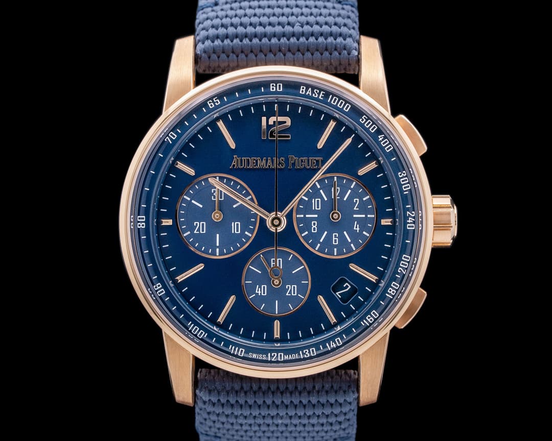 Audemars Piguet Code 11:59 Chronograph 18k Rose Gold / Blue Dial Deployant Buckle
