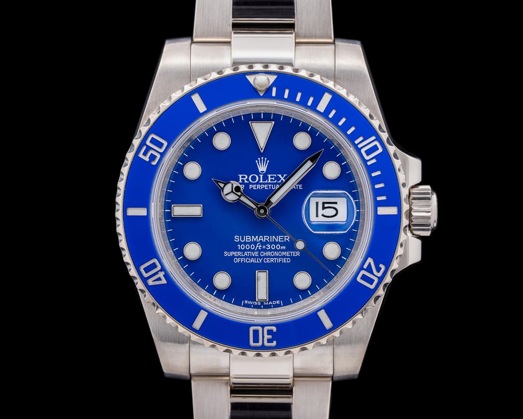 Rolex Submariner SMURF Date 116619LB 18K White Gold Blue Dial 