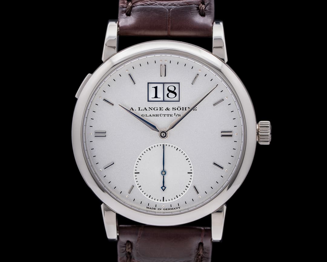 A. Lange and Sohne Saxonia Automatic Big Date Silver Dial 18K White Gold