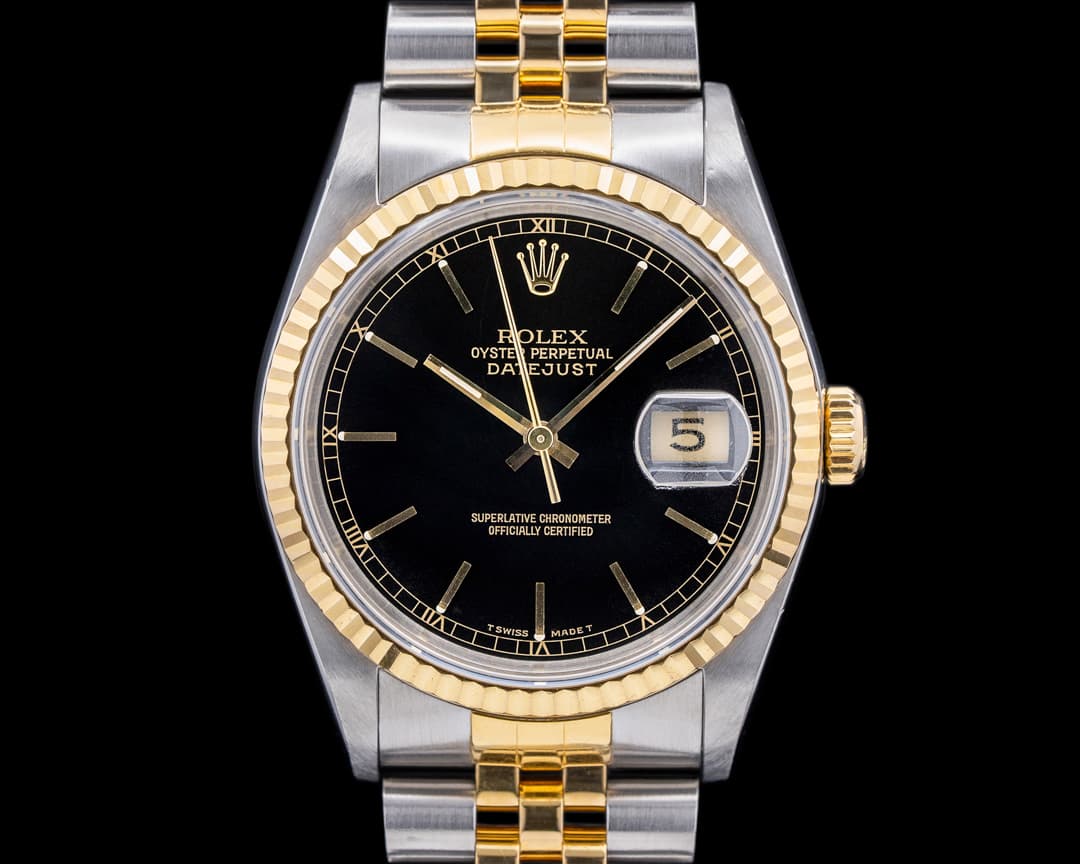 Rolex Datejust Black Stick Dial Jubilee 18K / SS 