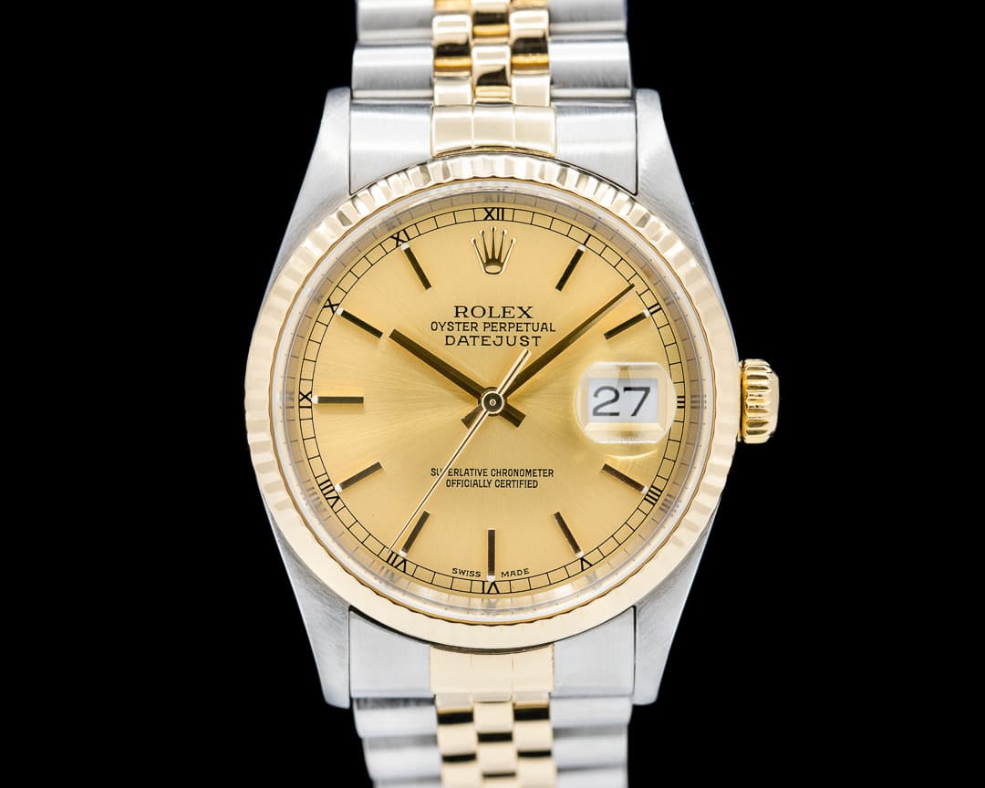 Rolex Datejust Gold Dial Stick Markers 18K / SS 