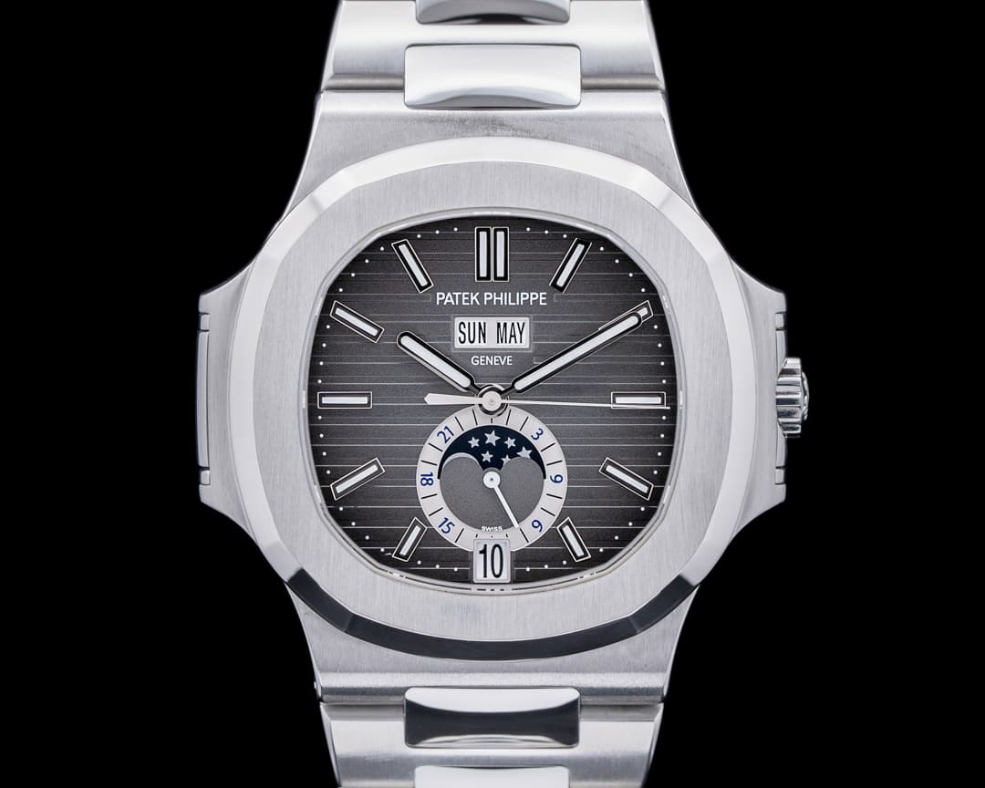 Patek Philippe Nautilus Annual Calendar Moon Grey Dial SS / Bracelet 