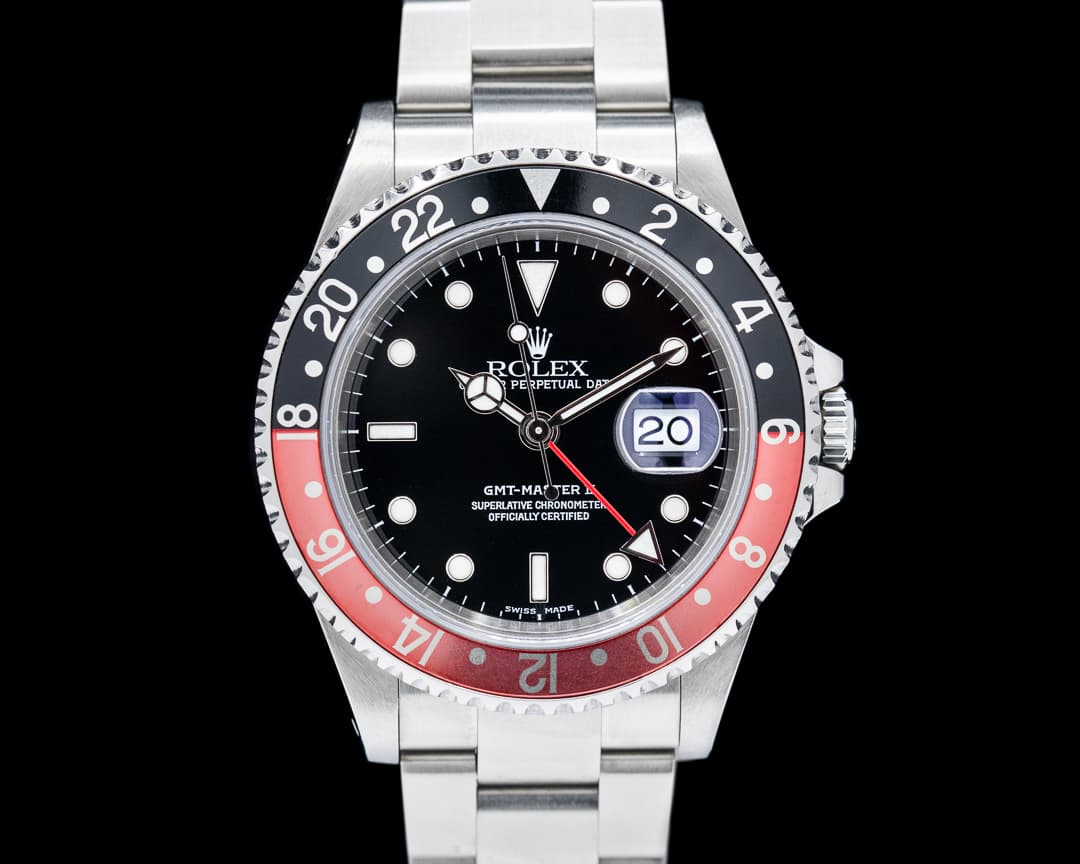 Rolex GMT Master II SS Red / Black Coke Bezel FULL SET 