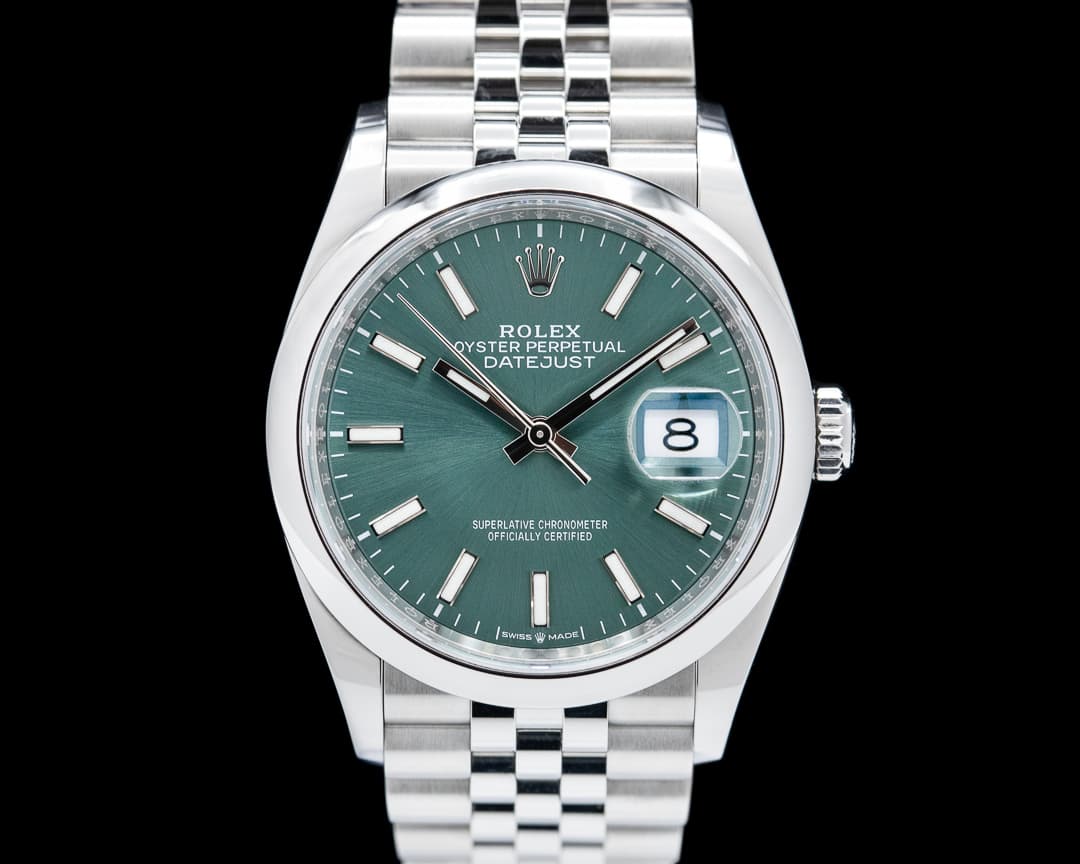 Rolex Datejust 126200 Mint Green Stick Dial / Jubilee Bracelet 2023
