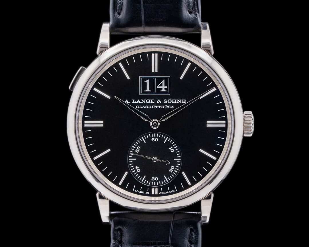 A. Lange and Sohne Saxonia 381.029 Outsize Date 18K White Gold / Black Dial