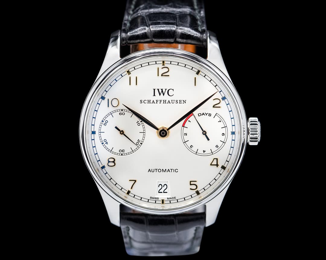 IWC Portuguese 7 Day Automatic SS Silver Dial Rose Numerals
