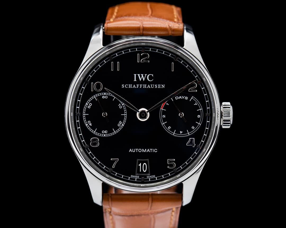IWC Portuguese 7 Day Automatic SS Black Dial