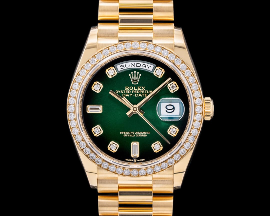 Rolex Day Date President 128348RBR 18K YG / Green Dial 2023