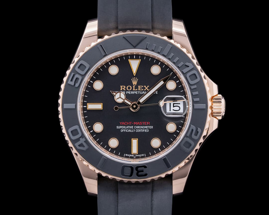 Rolex Yacht Master 18K Rose Gold / Rubber MIDSIZE 37MM