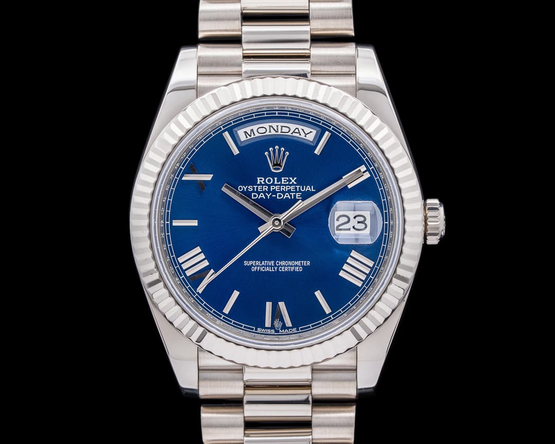 Rolex Day Date 228239 President 18K White Gold Blue Dial 40MM