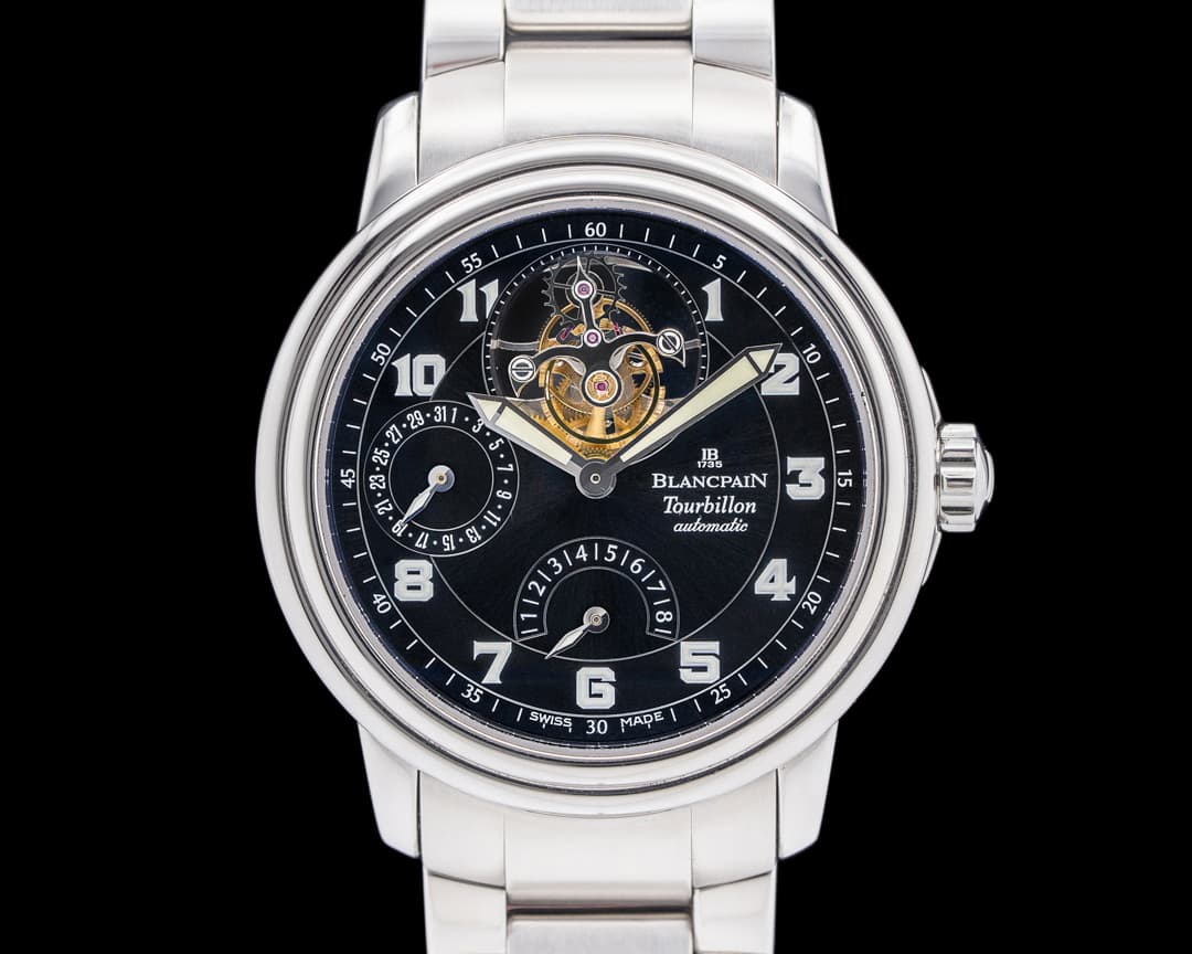 Blancpain Tourbillon Automatic Desert Storm Black Military Dial SS RARE
