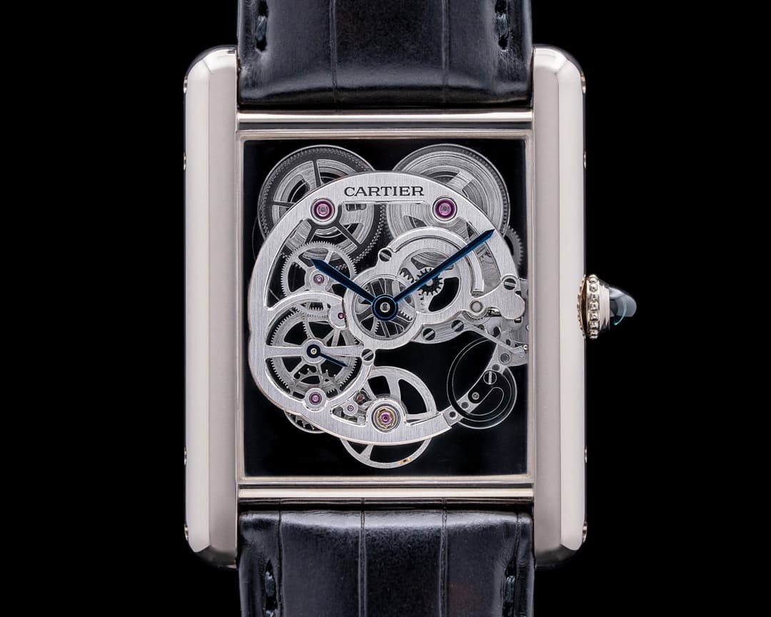 Cartier Tank Louis Cartier Skeleton Sapphire 18K White Gold RARE UNWORN