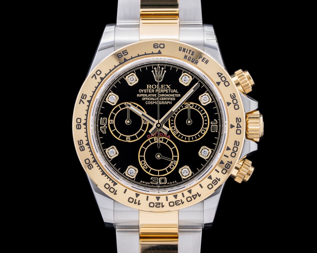 Rolex Daytona Black Dial Diamonds 18K / SS