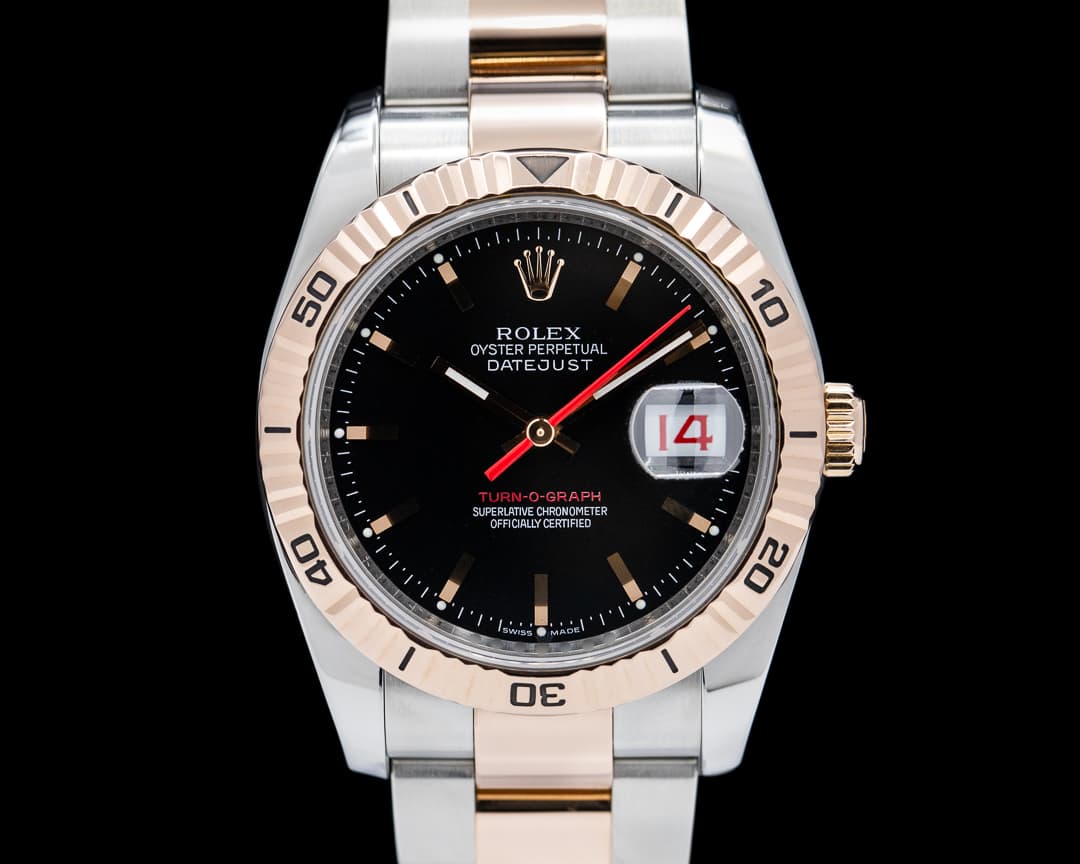 Rolex Datejust Turn-O-Graph Black Dial SS / RG 