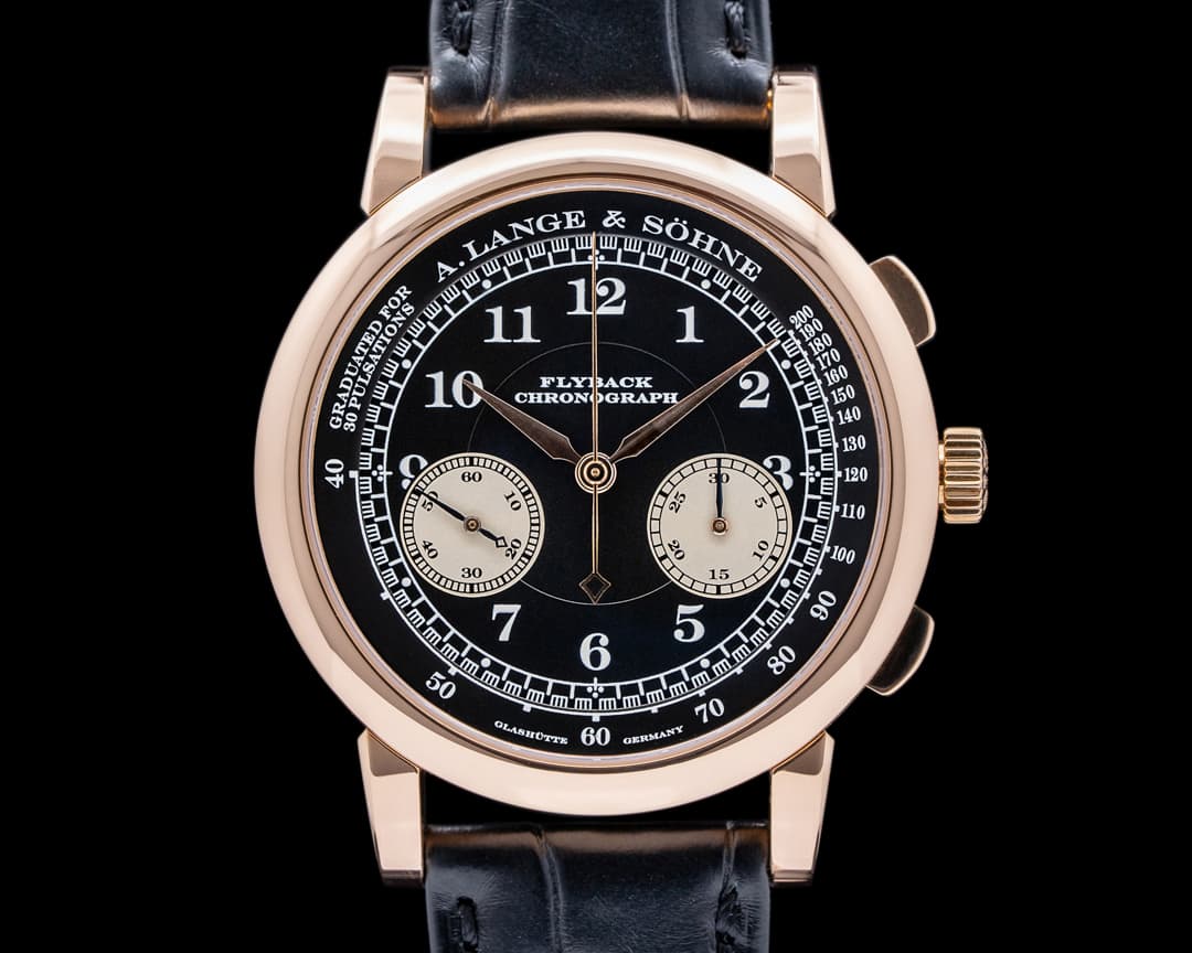 A. Lange and Sohne 1815 Flyback Chronograph Black Dial 401.031 18K Rose Gold 