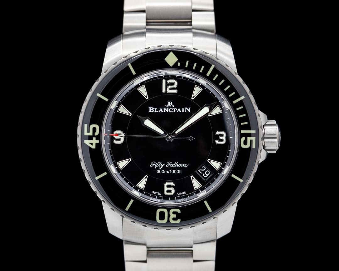 Blancpain Fifty Fathoms / Black Dial Titanium Bracelet