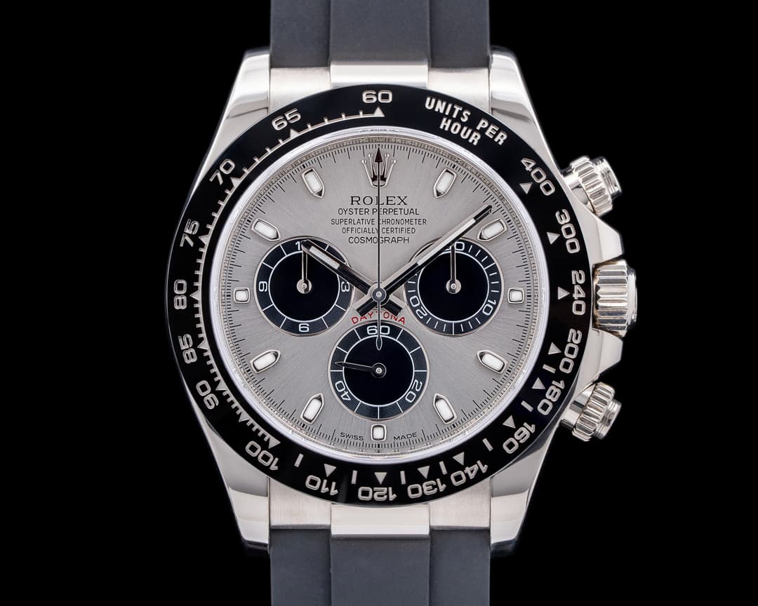 Rolex Daytona 116519 18K White Gold Ceramic Oysterflex Silver Dial
