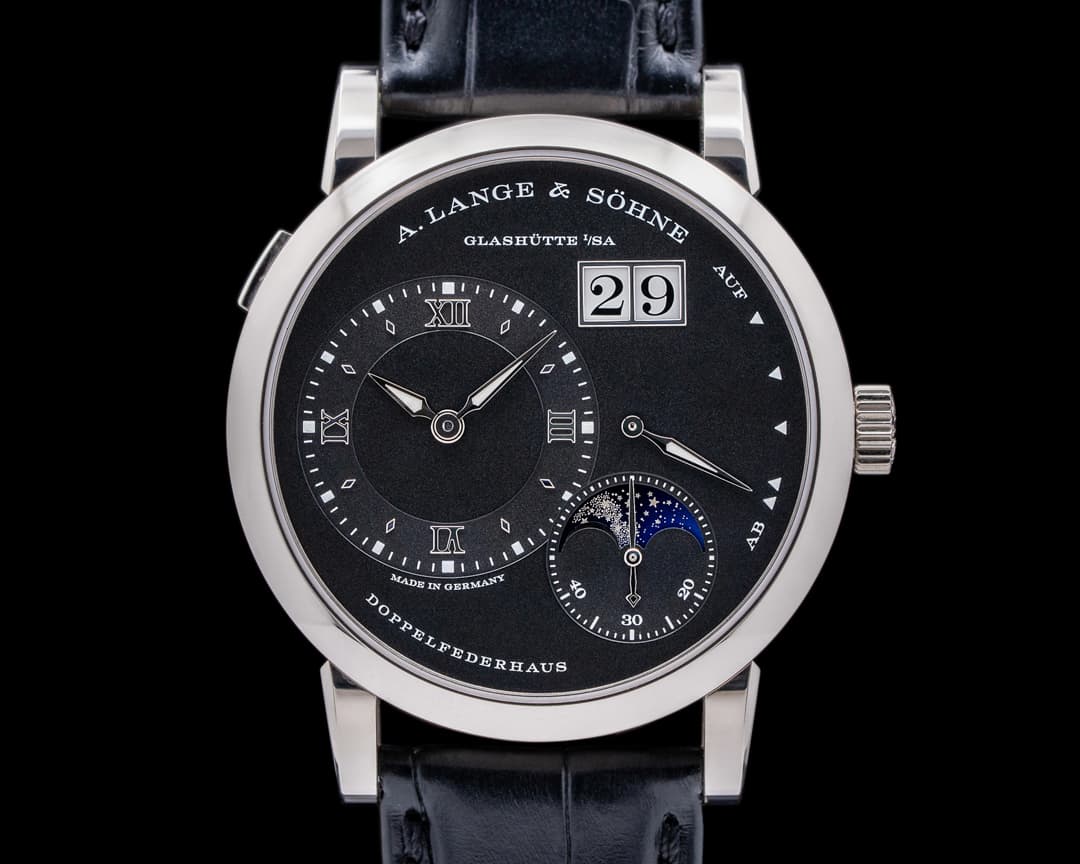 A. Lange and Sohne Lange 1 Moon 192.029 18K White Gold Black Dial 2023