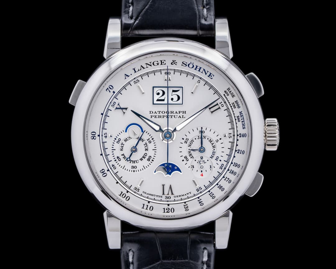 A. Lange and Sohne Datograph Perpetual Calendar Chronograph 410.025 Platinum UNWORN