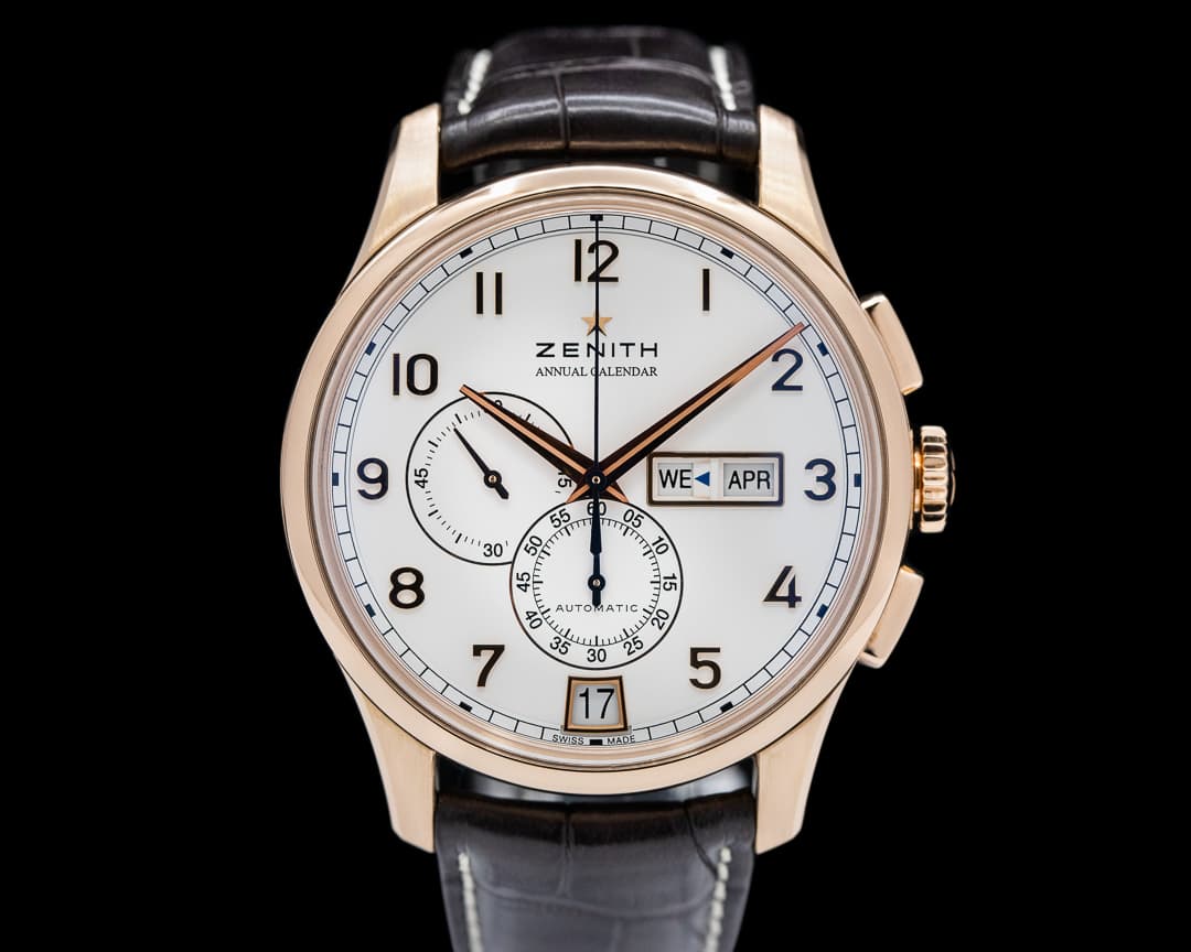 Zenith Captain Windsor Chronograph 18k Rose Gold / White Dial 