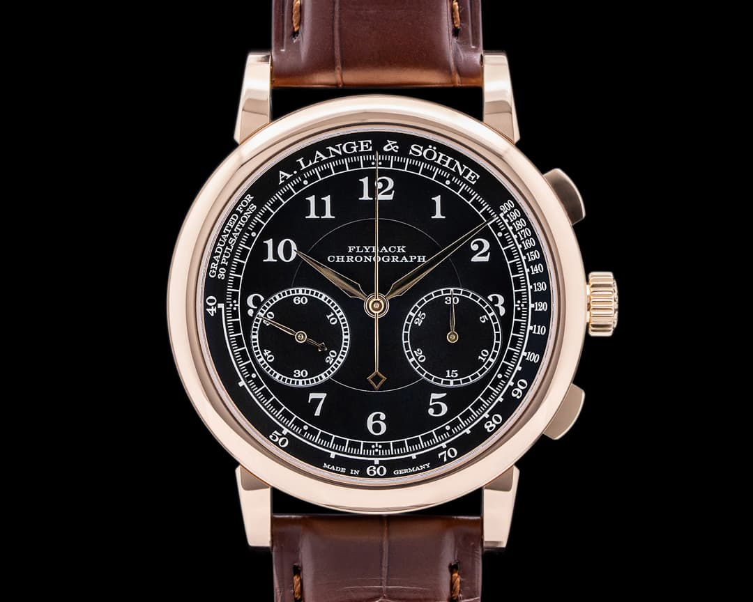 A. Lange and Sohne 1815 Flyback 414.031 Chronograph Black Dial 18K Rose Gold 