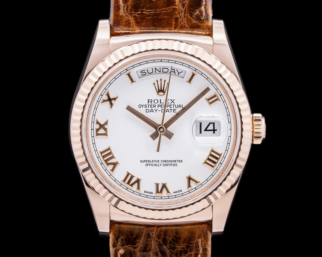 Rolex Day Date President 36mm White Dial 18K Rose Gold 