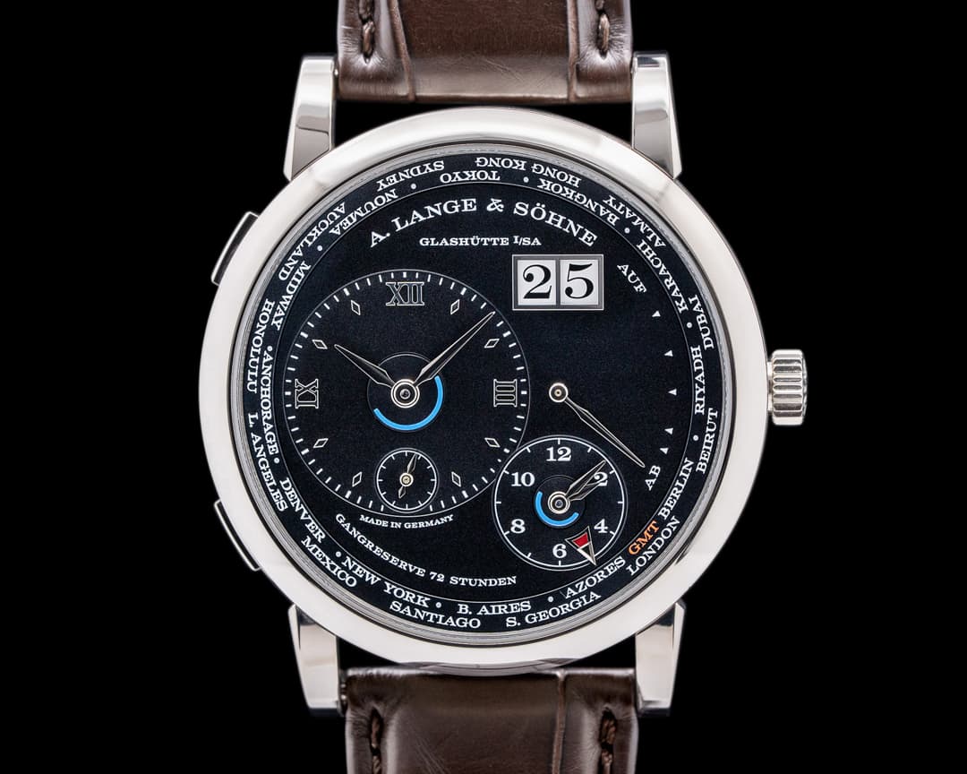 A. Lange and Sohne Lange 1 Time Zone 136.029 18K White Gold / Black Dial 2021