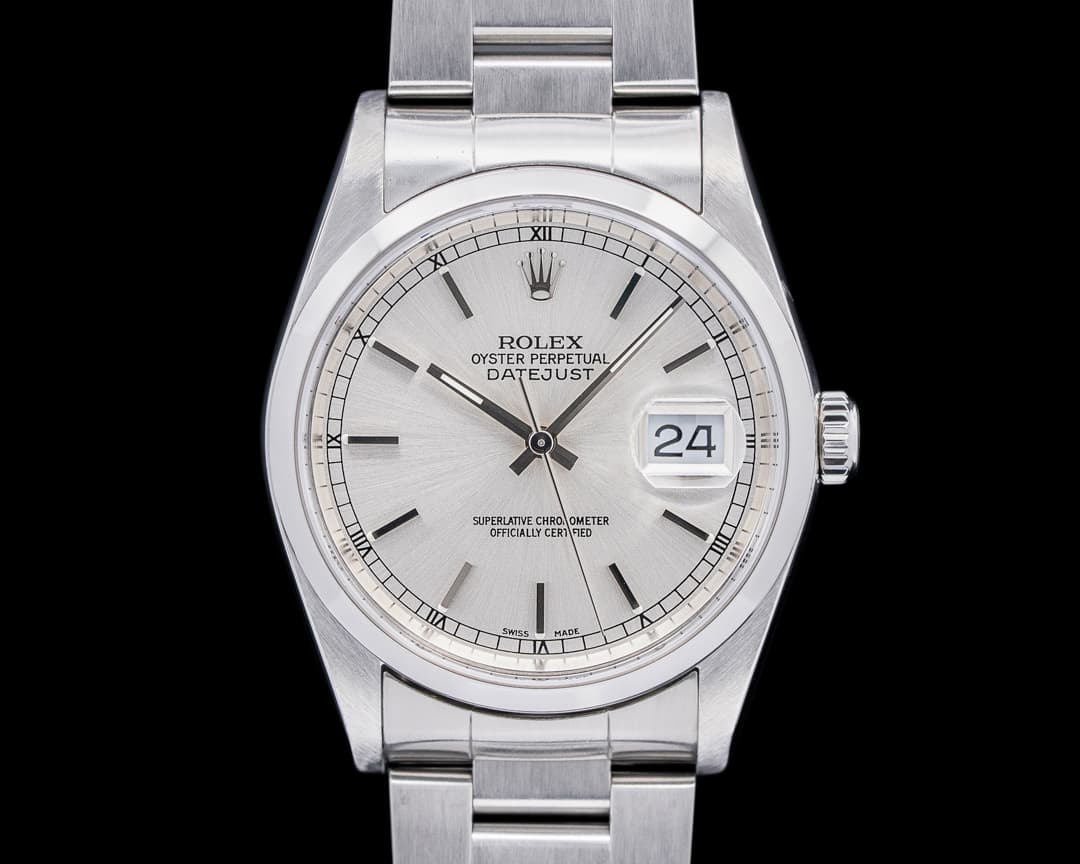 Rolex Datejust Silver Stick Dial SS 