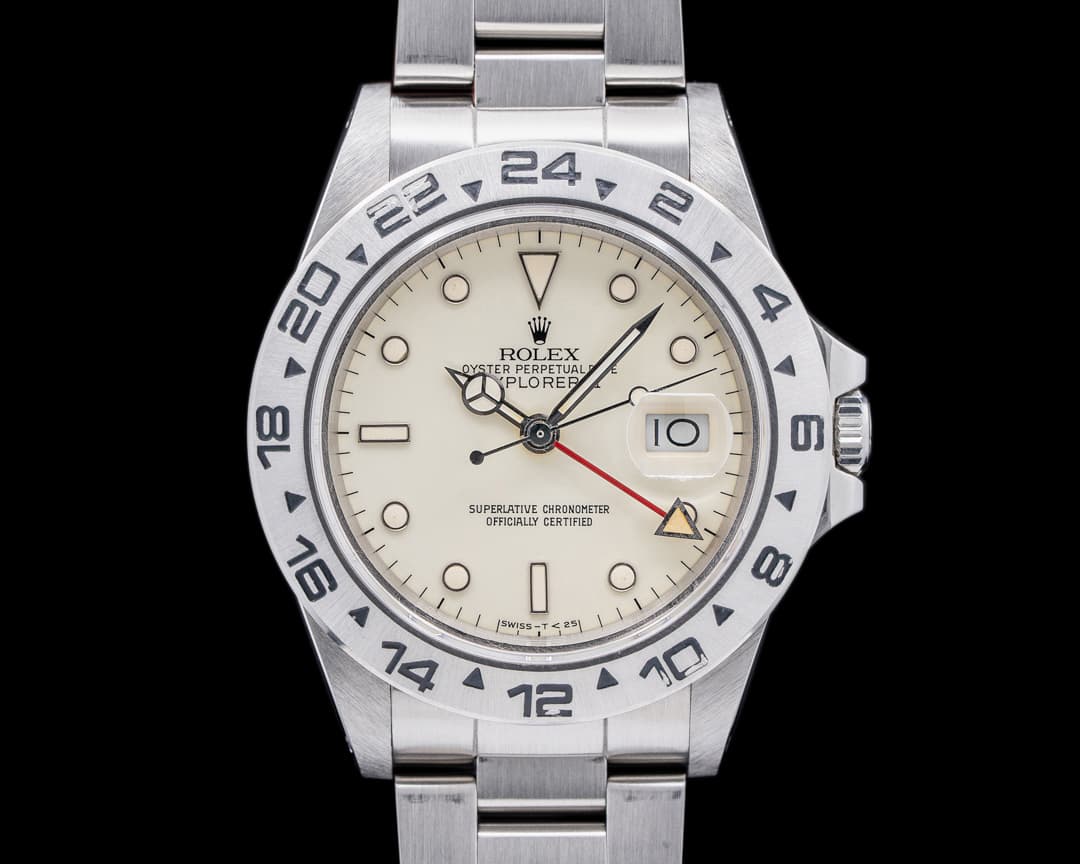Rolex Explorer II with RARE Transitional Cream Rail Dial SS Stunning