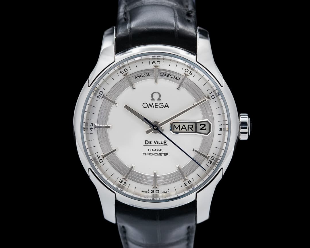 Omega De Ville Co-Axial Hour Vision Silver Dial SS / Alligator 