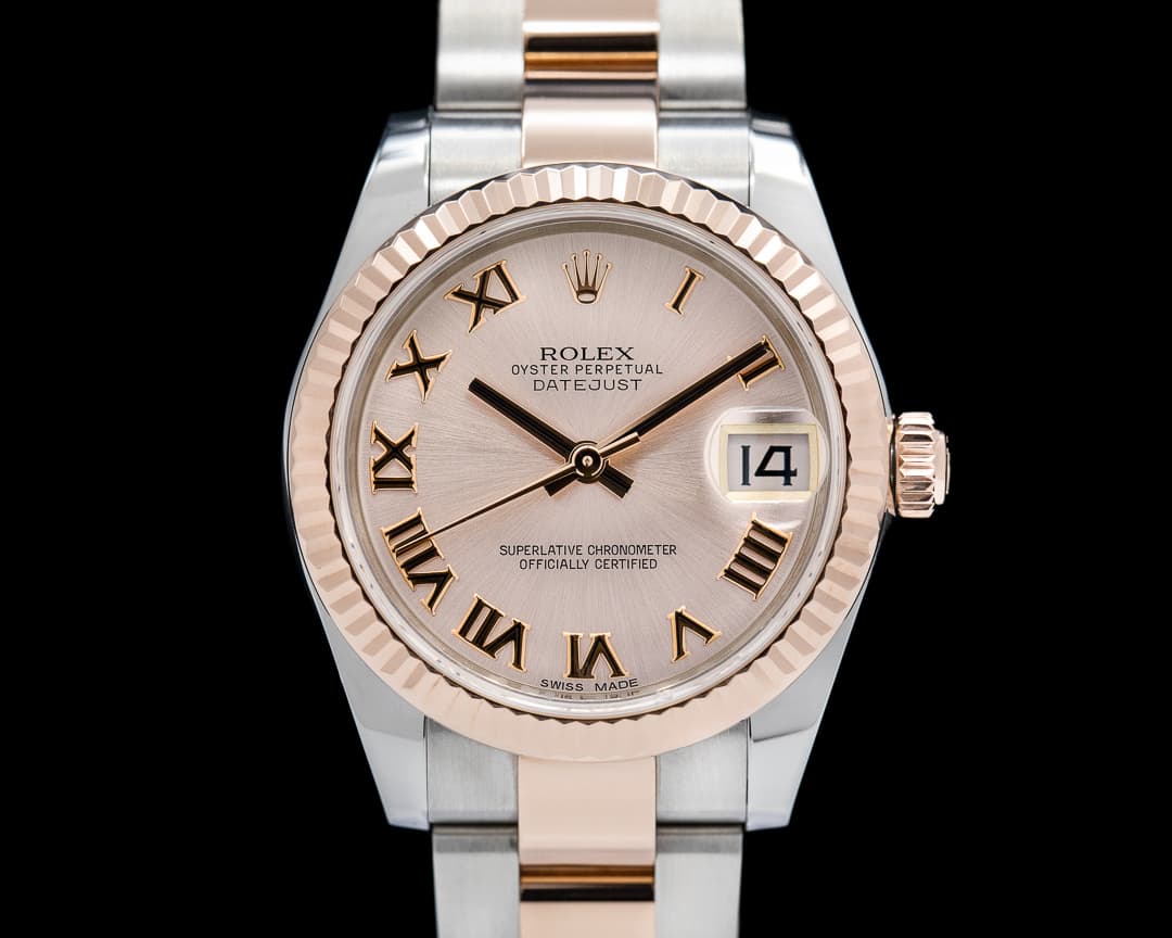 Rolex Datejust 31 18K Rose Gold and Stainless Steel Pink Roman Dial