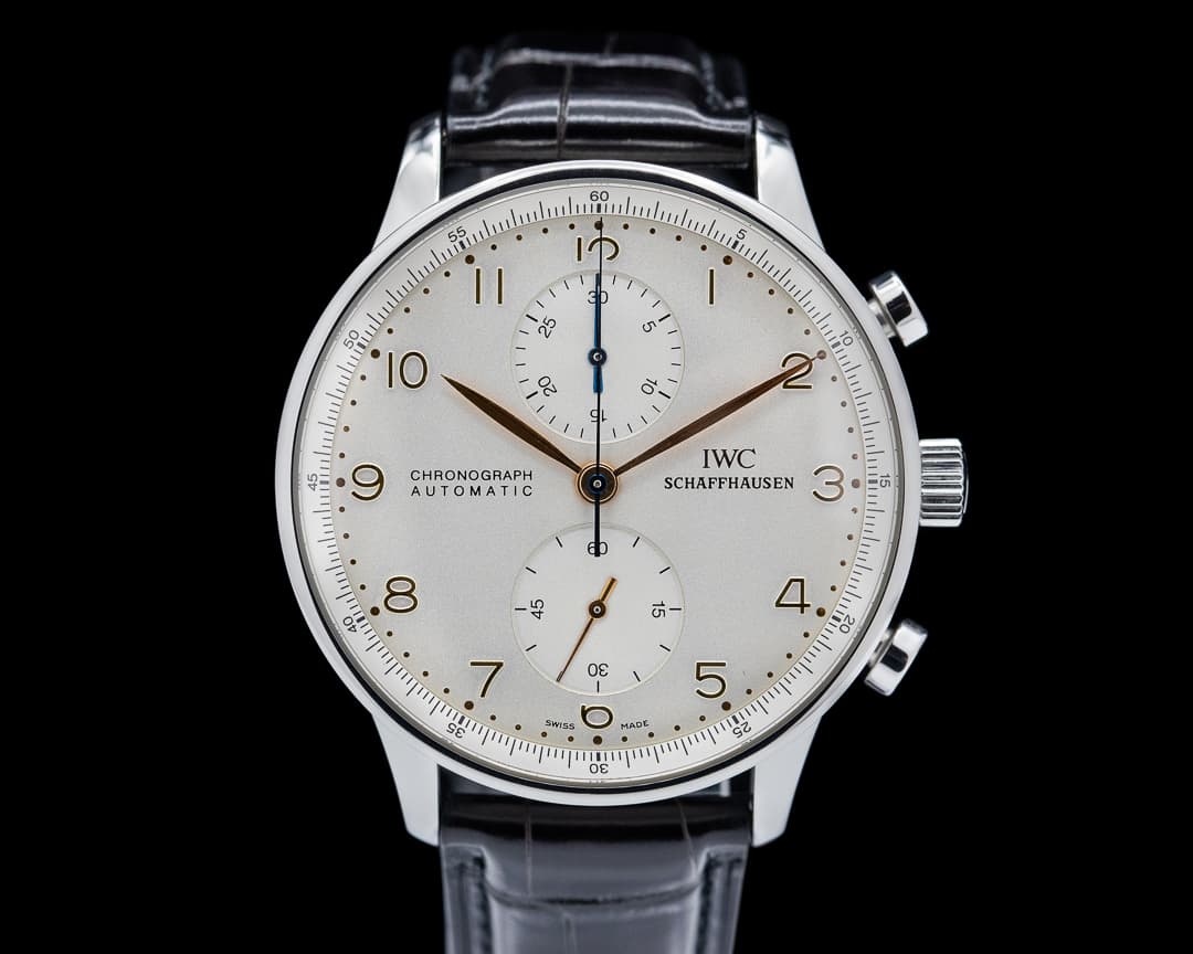 IWC Portuguese Chronograph Silver Dial Gold Numerals SS