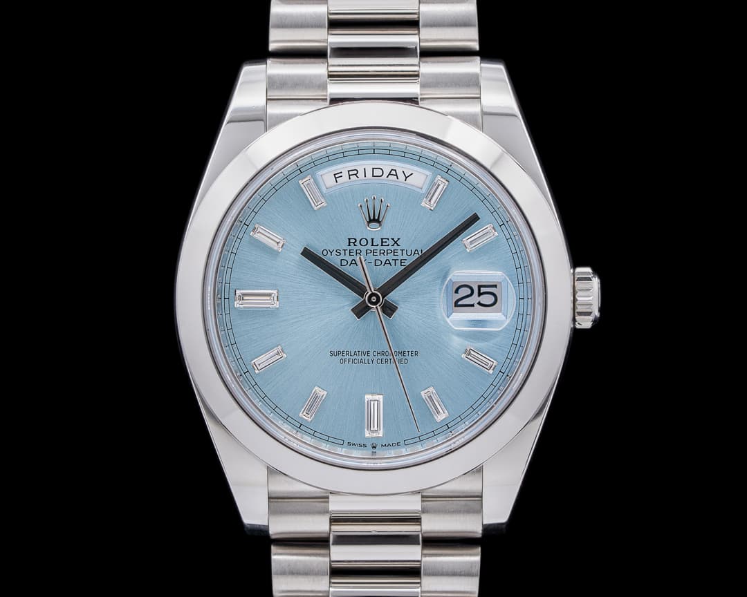 Rolex Day Date 228206 Platinum Glacier Blue Dial Diamond 40MM