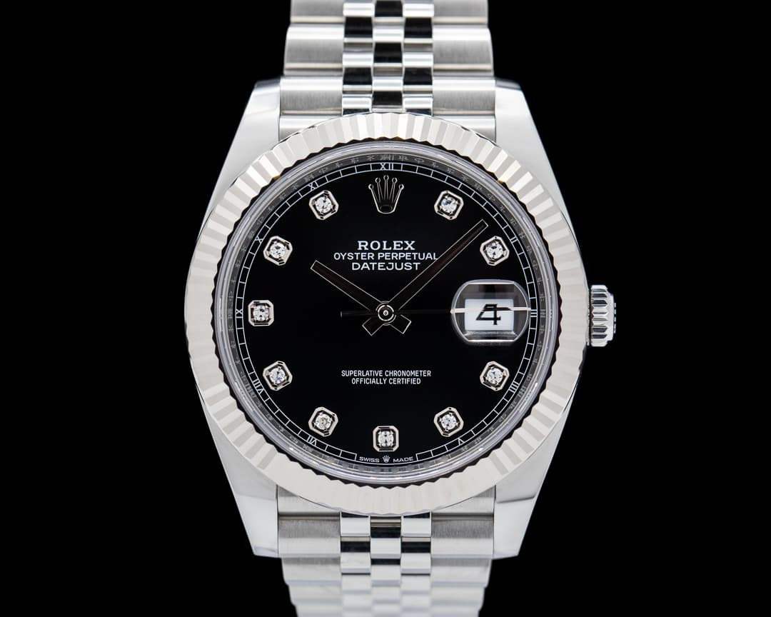 Rolex Datejust 41 Black Dial Jubilee Bracelet DIAMONDS