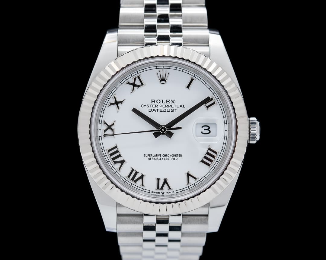 Rolex Datejust 41 White Roman Dial SS Jubilee