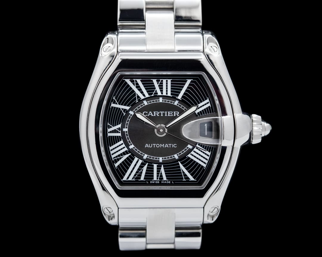 Cartier Roadster Black Roman Dial SS/SS