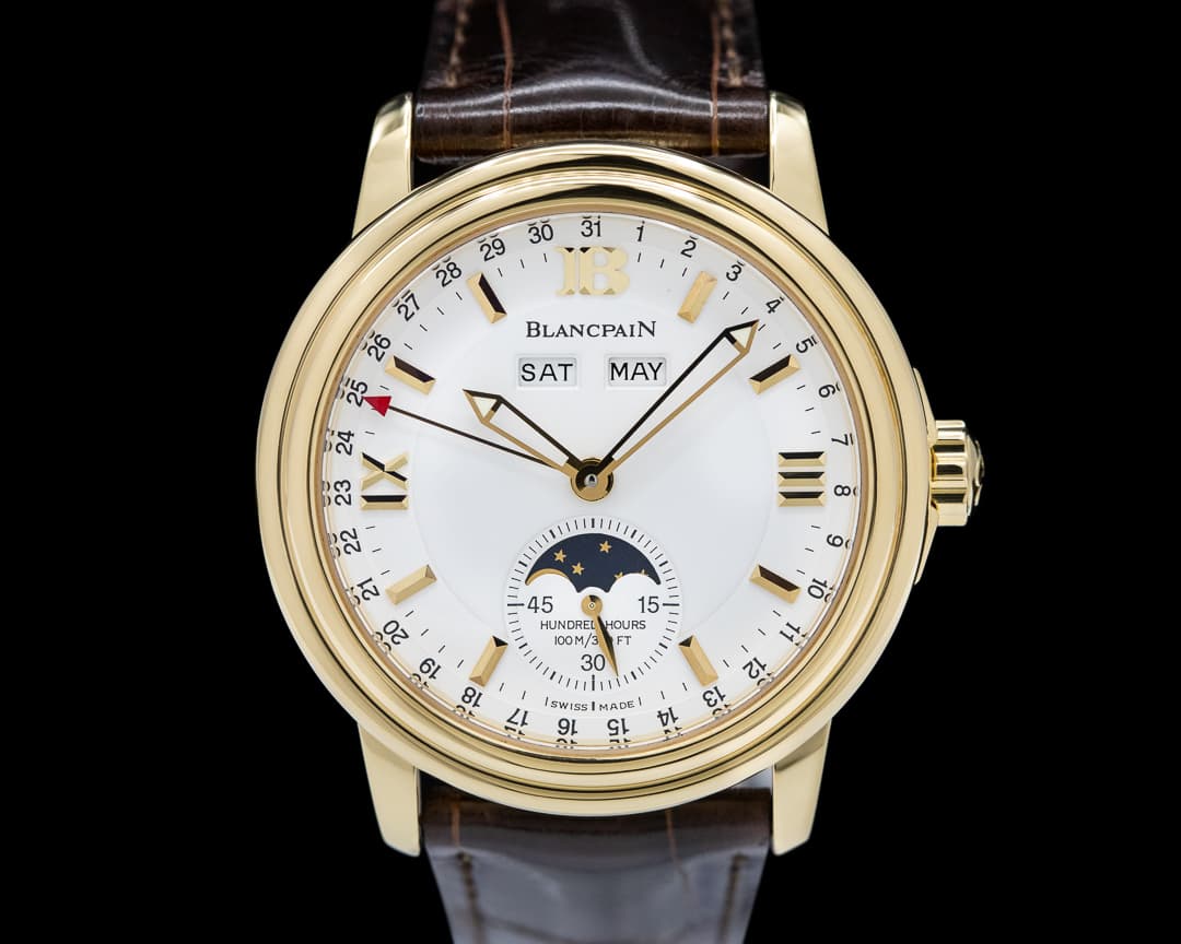 Blancpain 2100 Triple Date Leman Moonphase 18k Yellow Gold