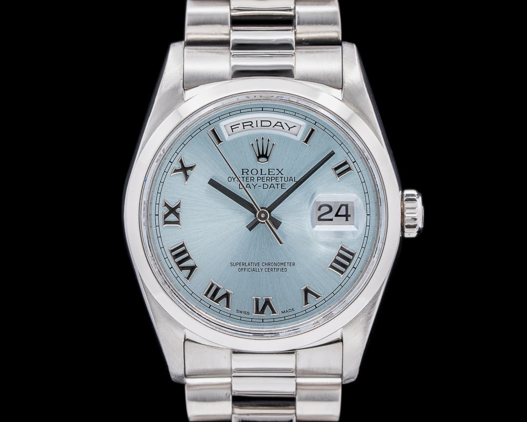 Rolex President 18206 Platinum Glacier Roman Dial