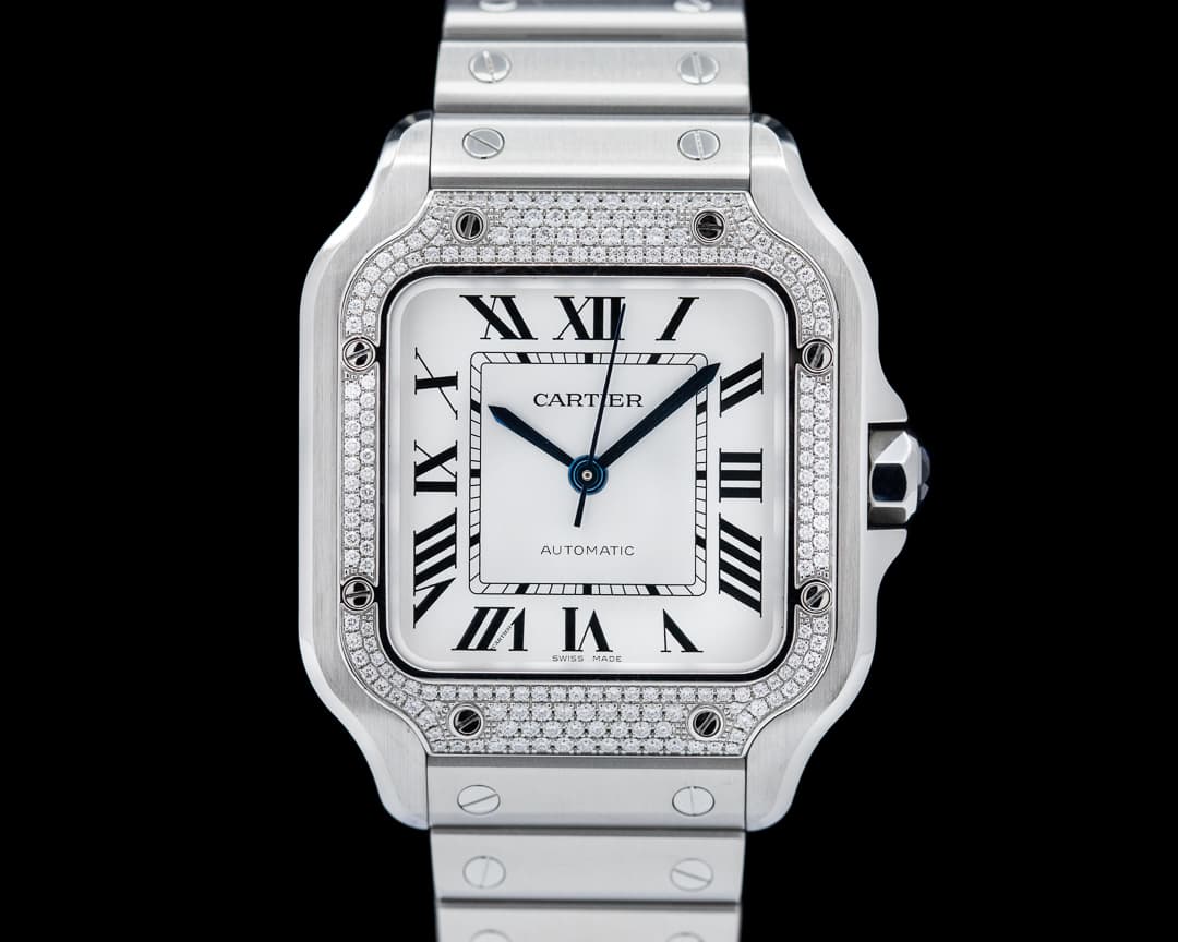 Cartier Santos Medium SS / SS Automatic Diamond Bezel