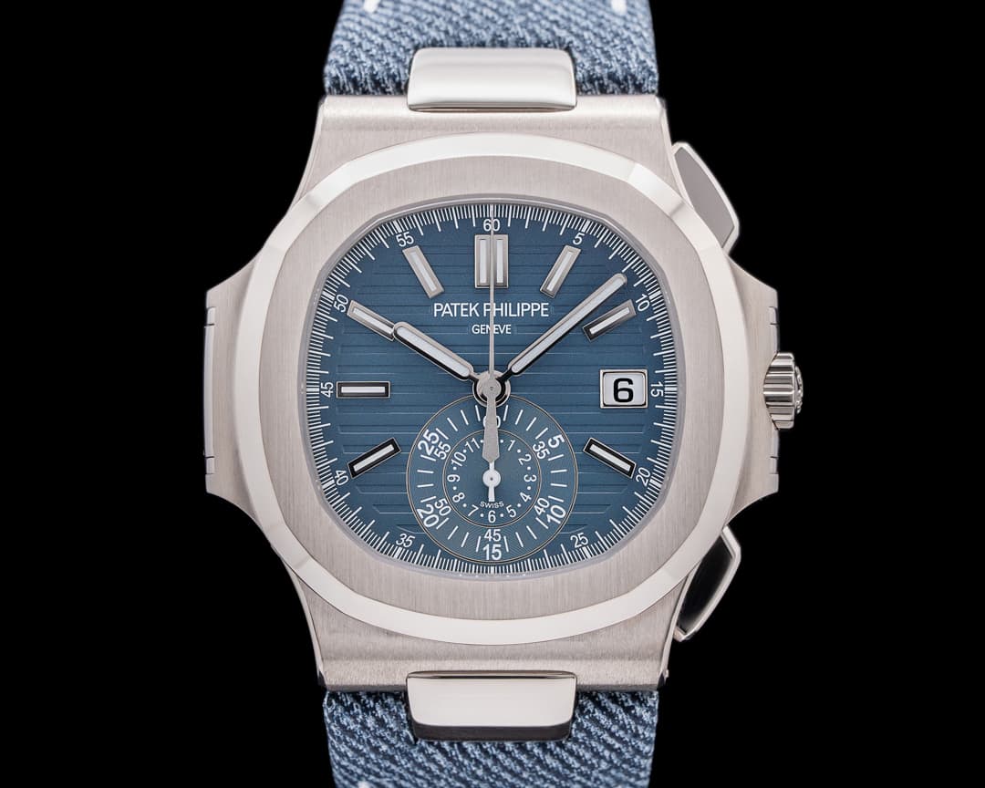 Patek Philippe Nautilus 5980/60G Chronograph 18k WG Blue Dial / Denim UNWORN