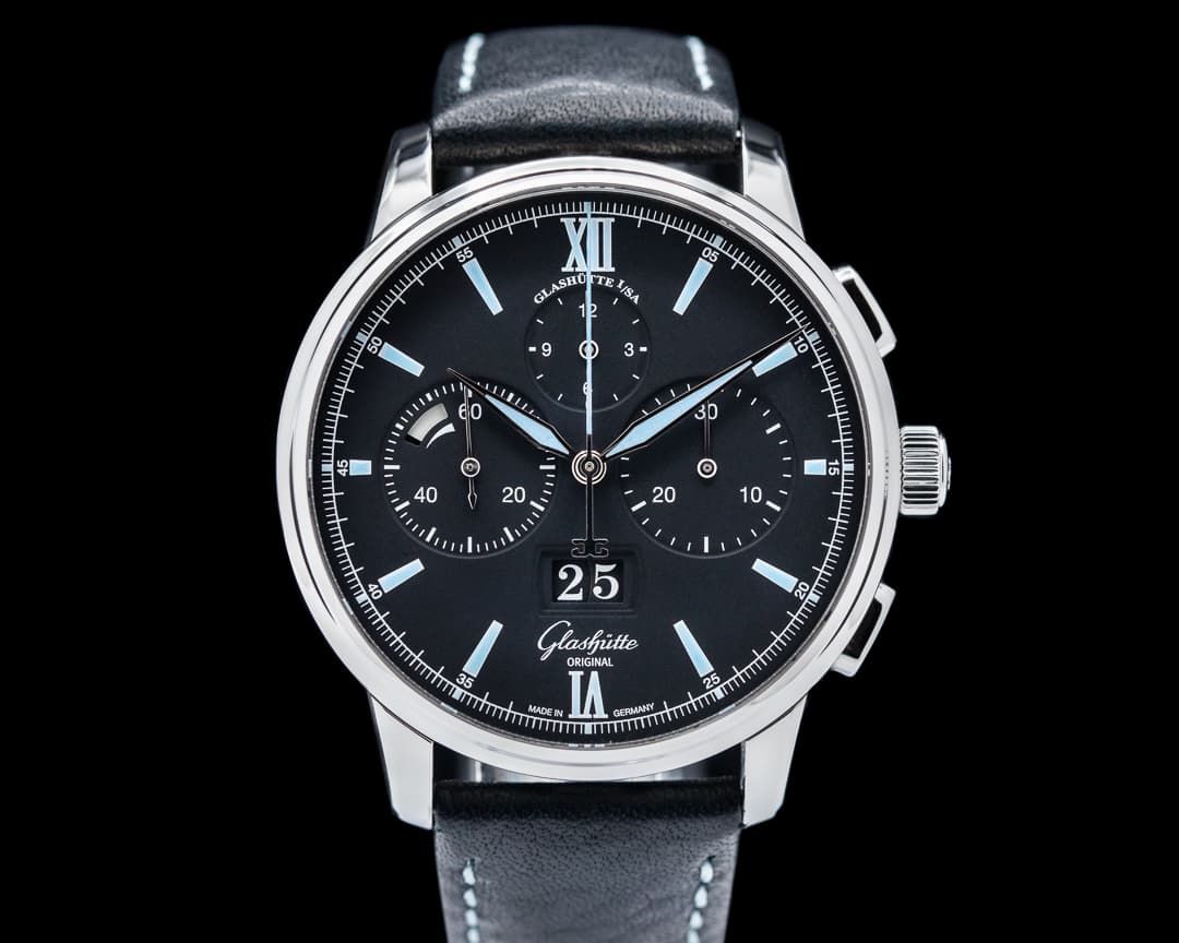 Glashutte Original Senator Chronograph Panorama Date / Black Dial 