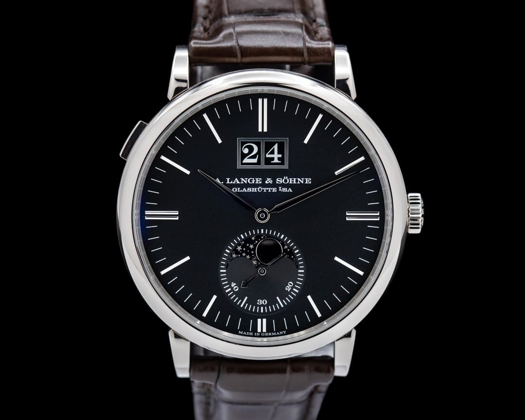 A. Lange and Sohne Saxonia Moon Phase Automatik 384.029 18K White Gold / Black Dial 2022