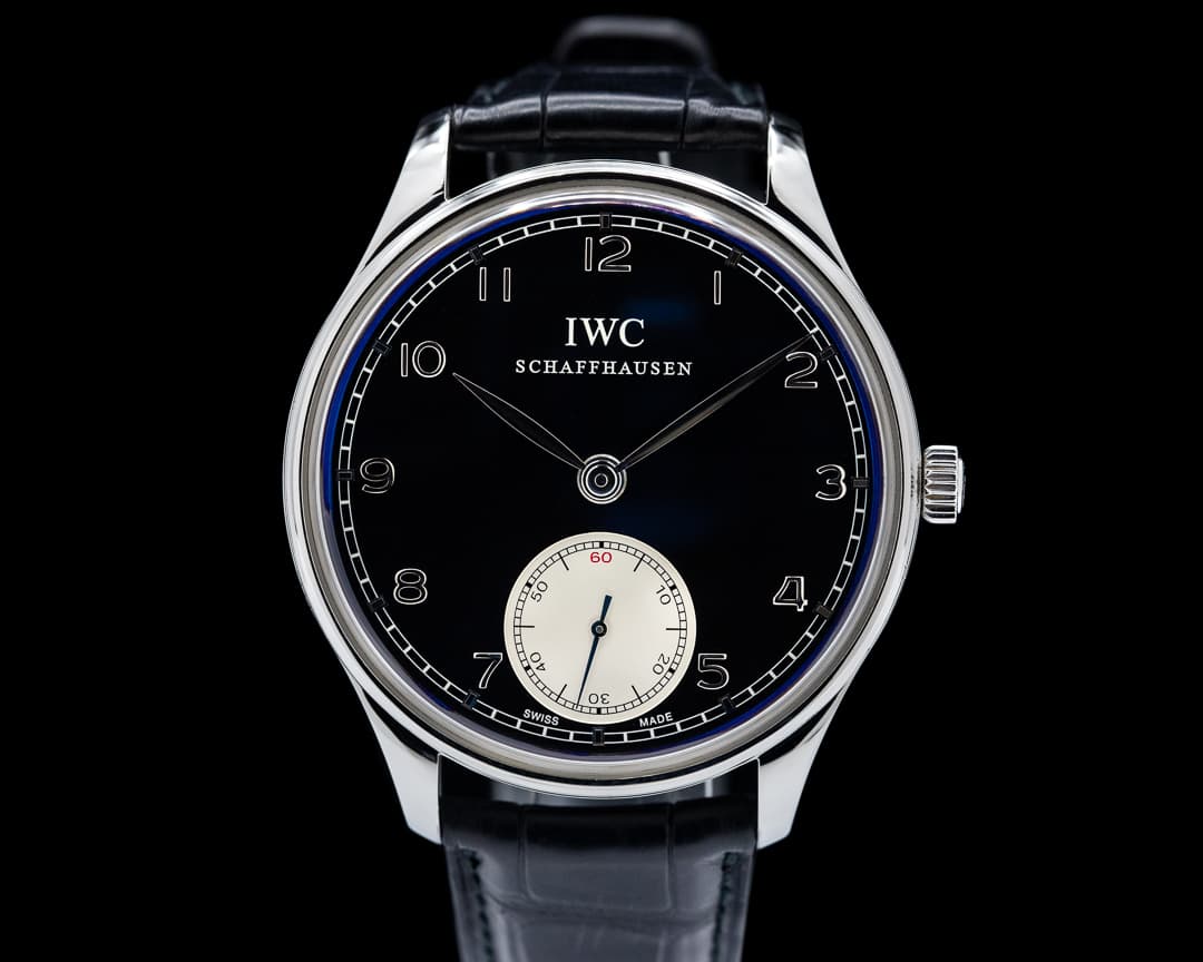 IWC Portuguese Hand Wound SS Black Dial 