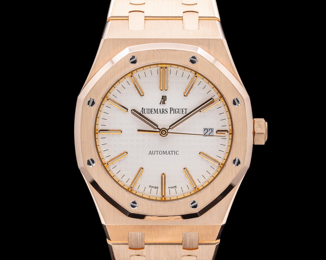 Audemars Piguet Royal Oak 15400OR Jumbo White Dial 18K Rose Gold + Bracelet 
